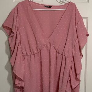 SHEIN Pink Ruffle Sleeve Blouse